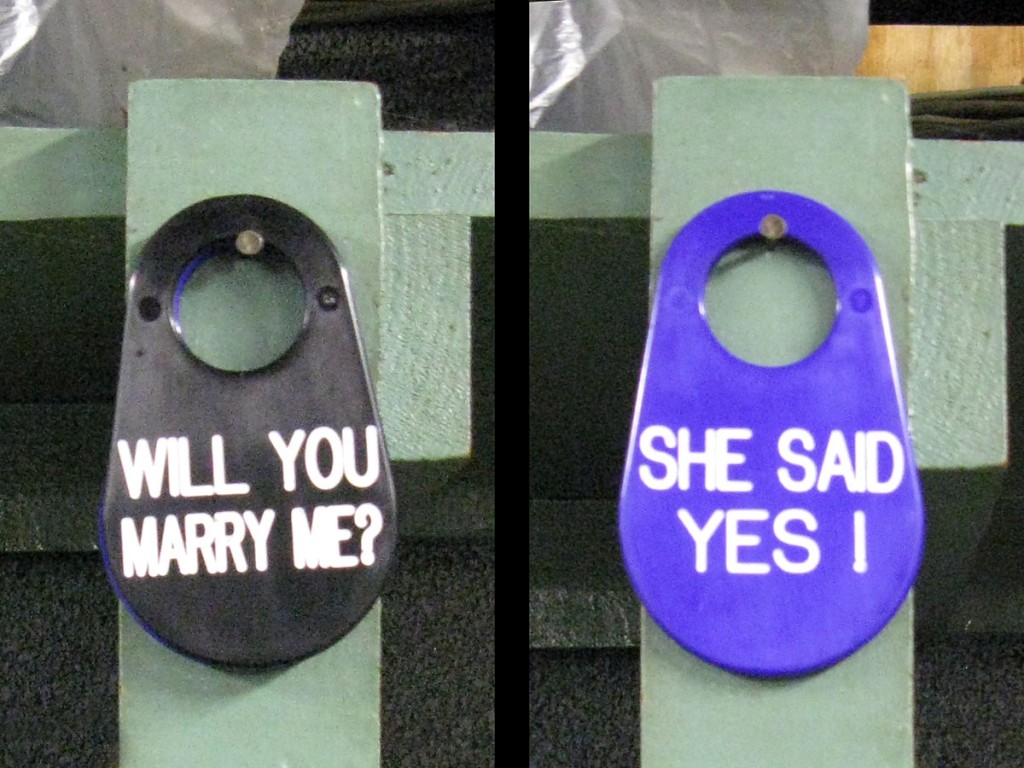 Special order tags: Will You Marry Me? and She Said Yes!