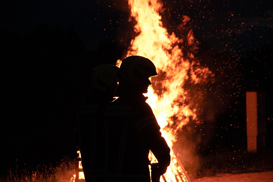 Firefighter at fire incident